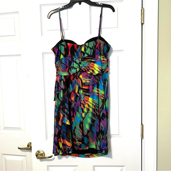 Bisou Michele Bohbot Abstract Multi artsy color dress spaghetti straps 10 - Picture 11 of 15